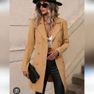Women's Tan Double-Breasted Coat